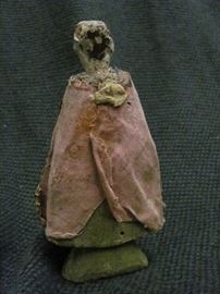 Antique pair of hardwood, pocket-sized carved figures, St. Anthony and St. Francis, from Paraguay missions, 1500s - 1600s, 3 x 1.5 x 1 