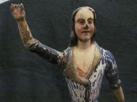 Antique New Mexico figure of a saint, late 1800s,         13.5 X 8.5 X 4