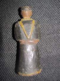 Antique wooden Franciscan monk, holding book, from Uruguay, 5.25 X 2.25 X 2