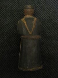 Antique wooden Franciscan monk, holding book, from Uruguay, 5.25 X 2.25 X 2