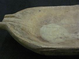 Antique wooden Native American bread bowl (Cherokee), 28 X 10.5 X 4