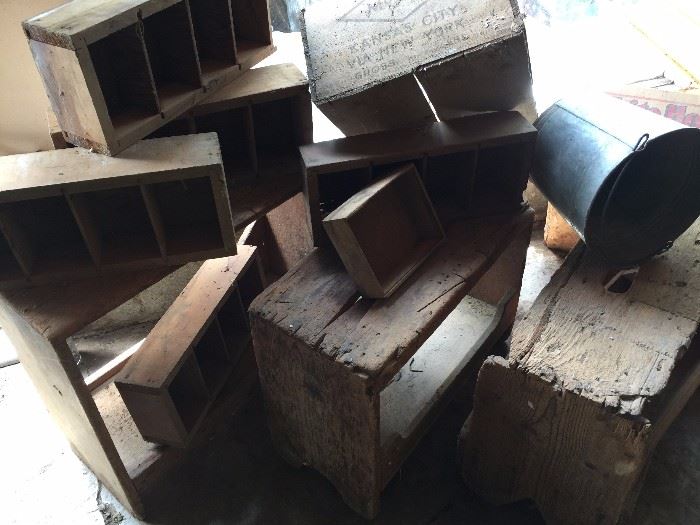 Antique wooden boxes