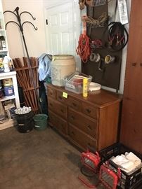 vintage dresser, miscellaneous garage items