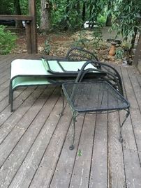 patio chaise lounge chairs, wrought iron table