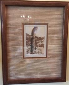 Signed Engraving in Sepia Tones. 5x7