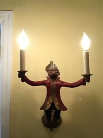 Polychrome Metal Monkey Light Sconce