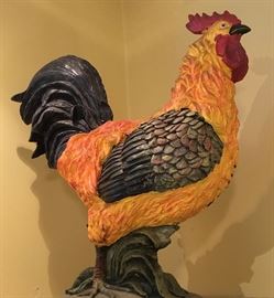Larger than life-size, Hand Painted, Molded Resin Rooster