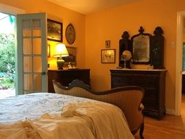 Antique Mahogany Secretaire Chest and Marble-Top Chest, in the Old South Bedroom