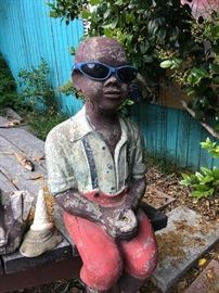 Go Fish, Painted Concrete Figure (needs restoration)