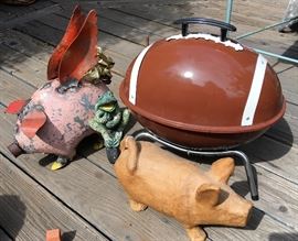 Flying Pig; Papiermache Pig; Pigskin BBQ for "tail-gating"