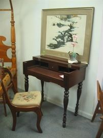 Piano desk, chair and watercolor
