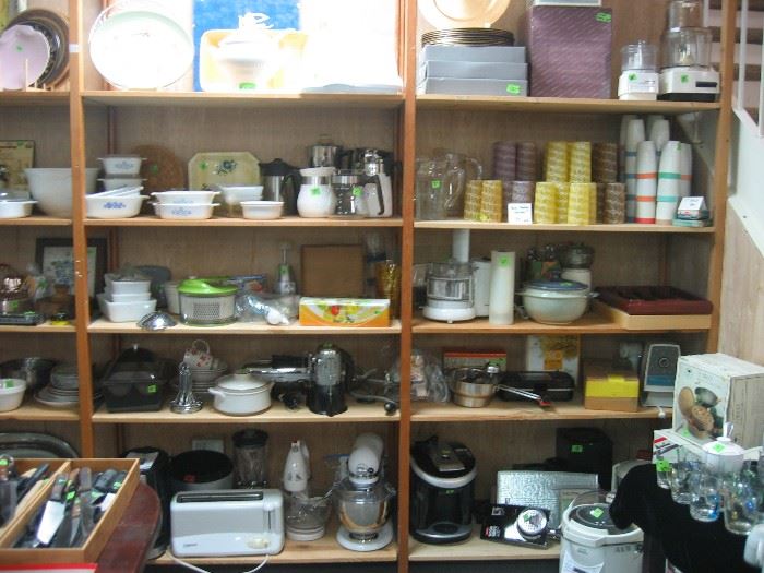 Appliances, Kitchen Aid mixer, Coffee maker, coffee pots, chargers, food processors, etc.