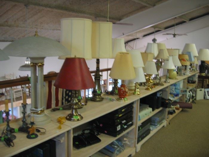 Lamps, DVD and VHS players, hair dryers, irons, yoga mat, etc.