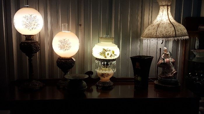 Several antique lamps