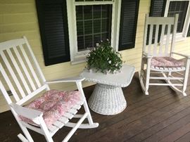 Adirondacks with wicker table