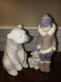 Lladro boy with polar bear, 5238 and polar bear 1208