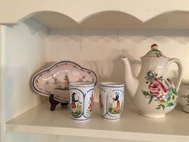  So many pieces of French provincial 
Quimper  Faience earthenware pottery 