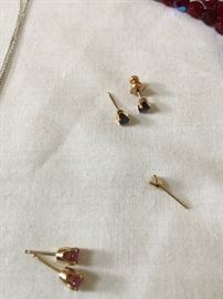Gold and stone stud earrings