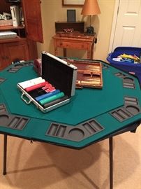 Card table with poker top