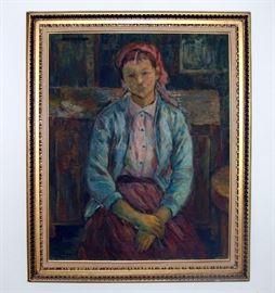 Mid-century large oil on canvas, Kyung Choi