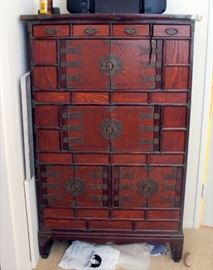 Tall zelkova wood storage chest