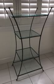 4-tiered glass and metal shelf