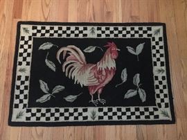 Rooster Rug, hand hooked