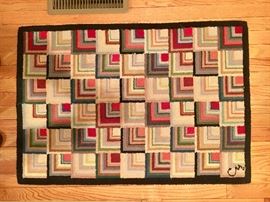 Hand hooked and signed throw rug