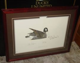 Preening Canada Goose Framed Print #295/350 By Gordon Daly - Signed & Dated 1978 - Also Signed By Carver Lem Ward & Dated 1979 - Also Remarked