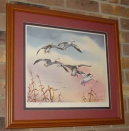 Snow Geese By Memphis Artist Dr.Allen Hughes - Artist Proof & Remarked