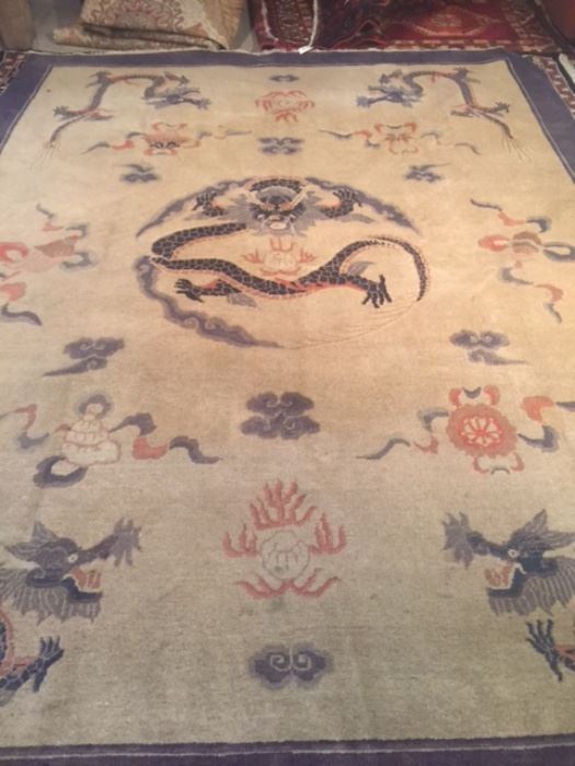 Hand-knotted Chinese Peking carpet...measures 8'11" x 11'6'