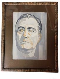 Patsy Harp Gouache Portrait of Roosevelt