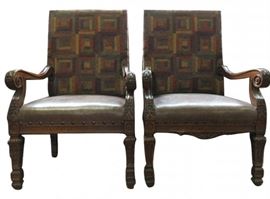 Pair Jacobean Throne Chairs