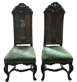 Pair William & Mary Tall back 17th c. Chairs