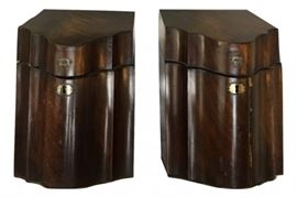 Pair Georgian Mahogany Knife Boxes
