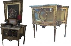 Louis XVI Giltwood Vitrine Marble top Commode