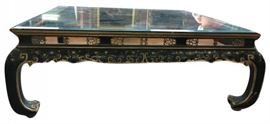 Antique Chinese Black Lacquered & Hand-Painted Table