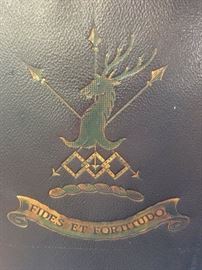 Pair William & Mary Leather Side Chairs "Fides et Fortitudine" #3