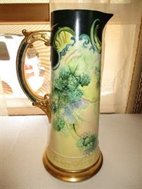 Rare antique C.A.C American Belleek tankard pitcher with dragon motif