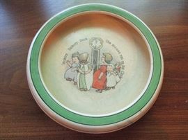 Early Roseville pottery Hickory Dickory Dock baby plate