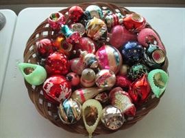 There are a lot of fun vintage Christmas ornaments!  This is a sample. 