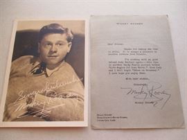 Mickey Rooney autographed letter with fan photo