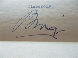 Bing Crosby with NBC autographed fan letter