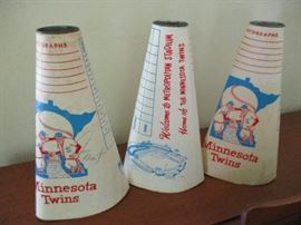 1960's Minnesota Twins autograph fan megaphones.  One has an autograph by Jim Grant