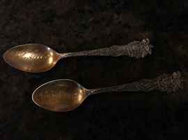 Sterling silver Seattle and Appleton(MN?) souvenir spoons