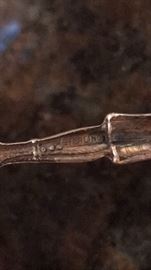 Sterling silver Mayer Bros. froggie holding an umbrella souvenir spoon.  From Portland, Oregon who was known as the webfoot state.