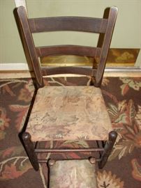 antique chair with foot stool