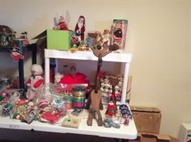 Christmas items including small & large wooden deer