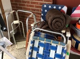 Garage - Chairs, sleeping bags, walker