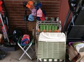 Garage - folding stool, more chairs, Treadmill